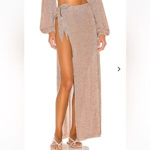 Lovers + Friends Nayelli Wrap Skirt Shimmering Tan Maxi Skirt Small